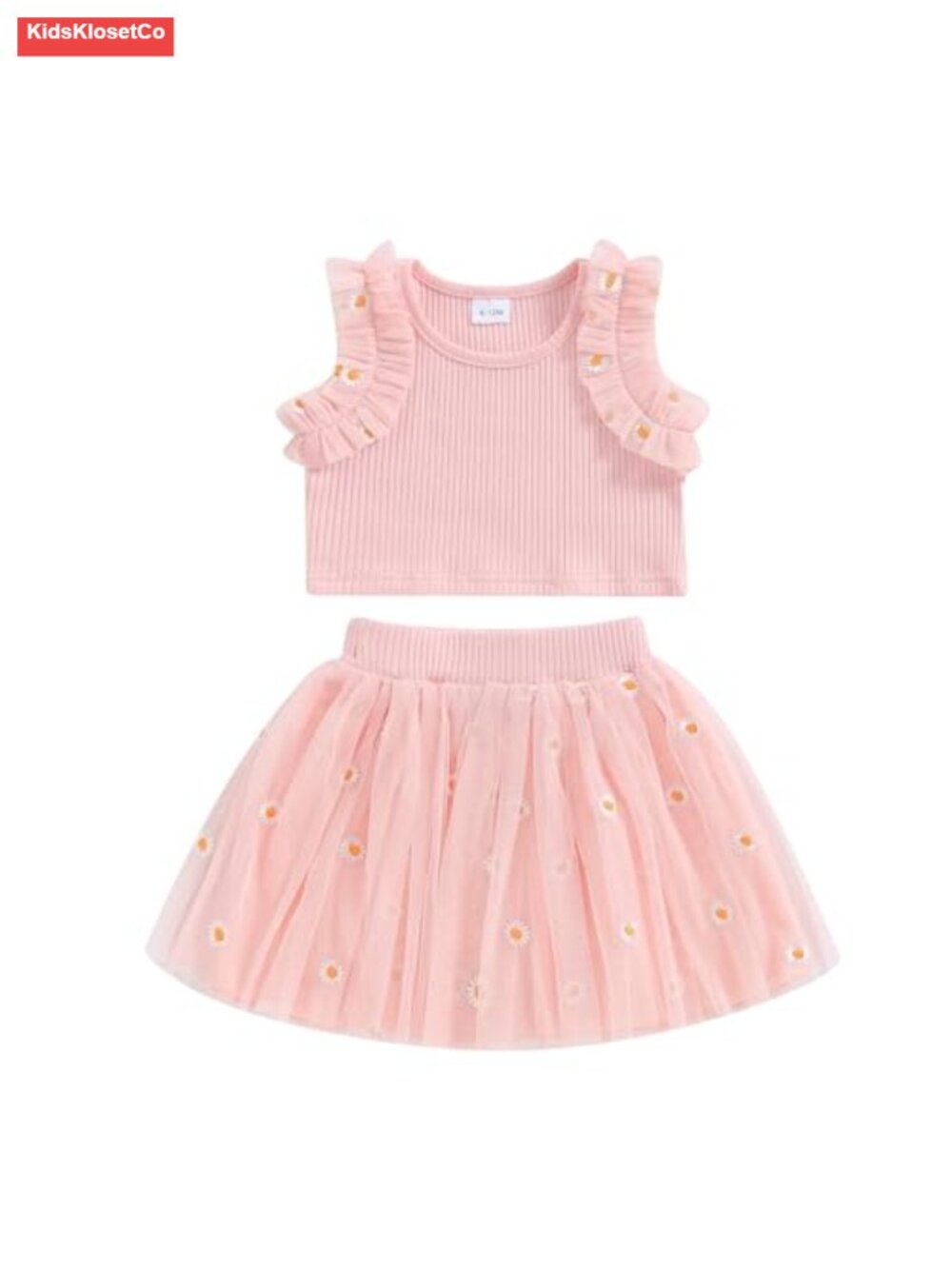 Toddler Girl Daisy Tutu Skirt Set Ruffle Tank Top Summer 2-Piece - Picture 1 of 6
